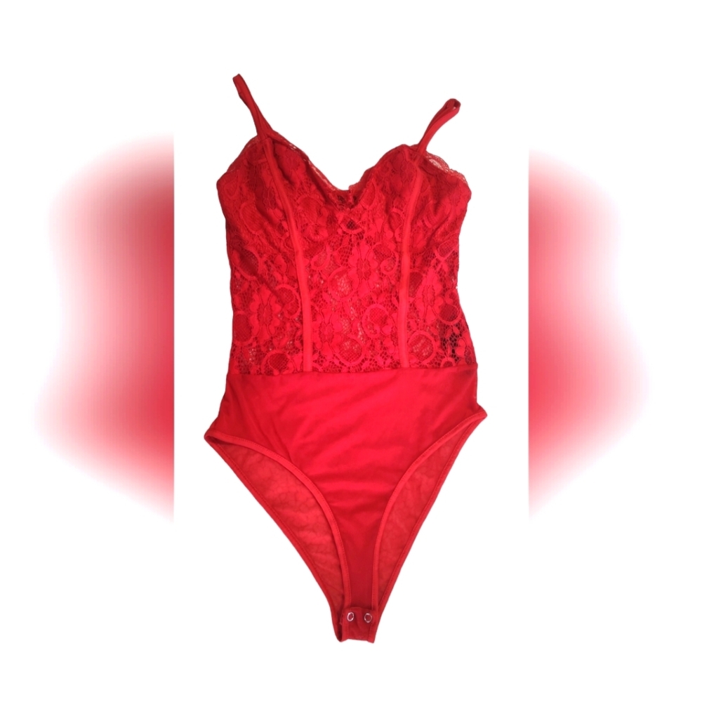 Lace Bodysuit Red, NEW LOOK xs-s